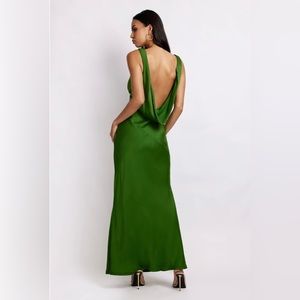 Meshki NADIA Maxi Satin Dress With Back Cowl in Emerald